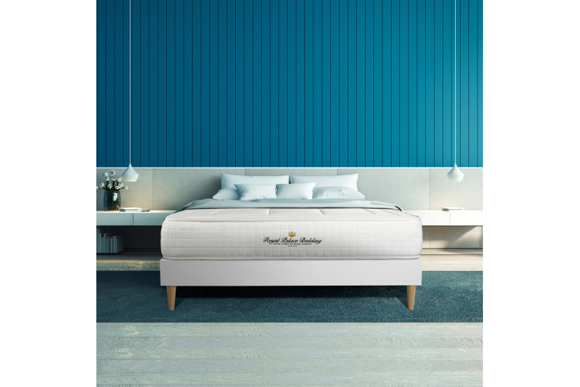 Ensemble Matelas Sommier 140x200 cm - Sommier Blanc (déjà monté) - Balmoral