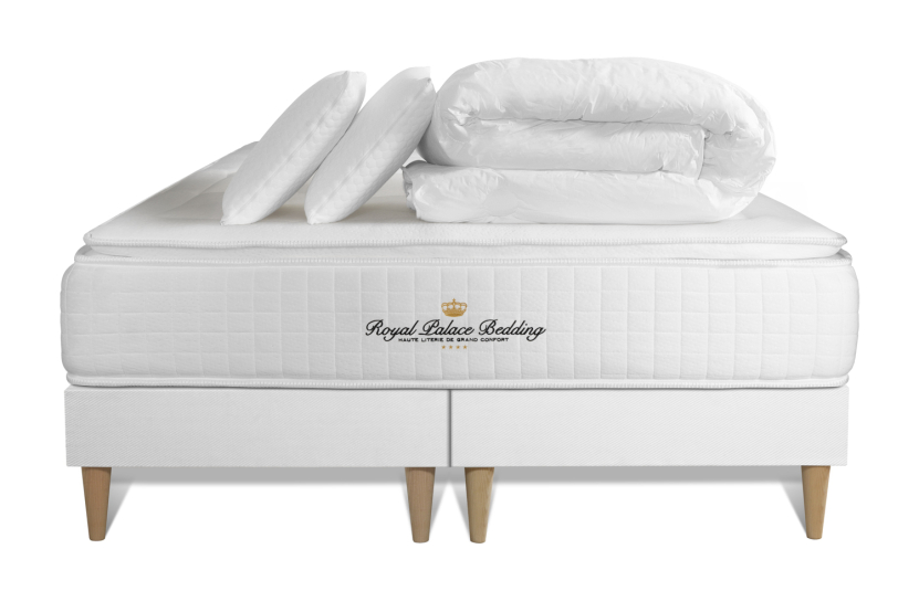 Pack lit complet 180x200 cm - Matelas + 2 Sommiers Blancs + 2 oreillers + Couette - George V