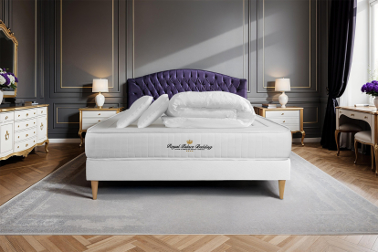 Pack lit complet 140x200 cm - Matelas + Sommier Blanc (en kit) + 2 oreillers + Couette - Nottingham