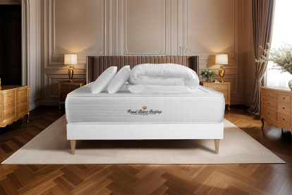 Pack lit complet 140x200 cm - Matelas + Sommier Blanc + 2 oreillers + Couette - Windsor