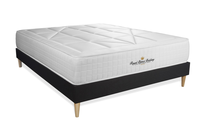 Ensemble Matelas Sommier 130x190 cm - Sommier Noir (en kit) - Windsor
