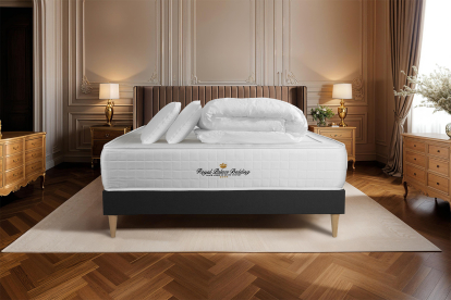 Pack lit complet 140x200 cm - Matelas + Sommier Noir + 2 oreillers + Couette - Windsor