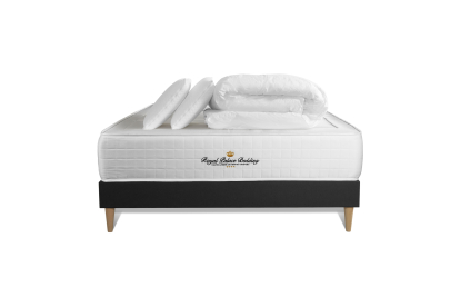 Pack lit complet 140x200 cm - Matelas + Sommier Noir + 2 oreillers + Couette - Windsor