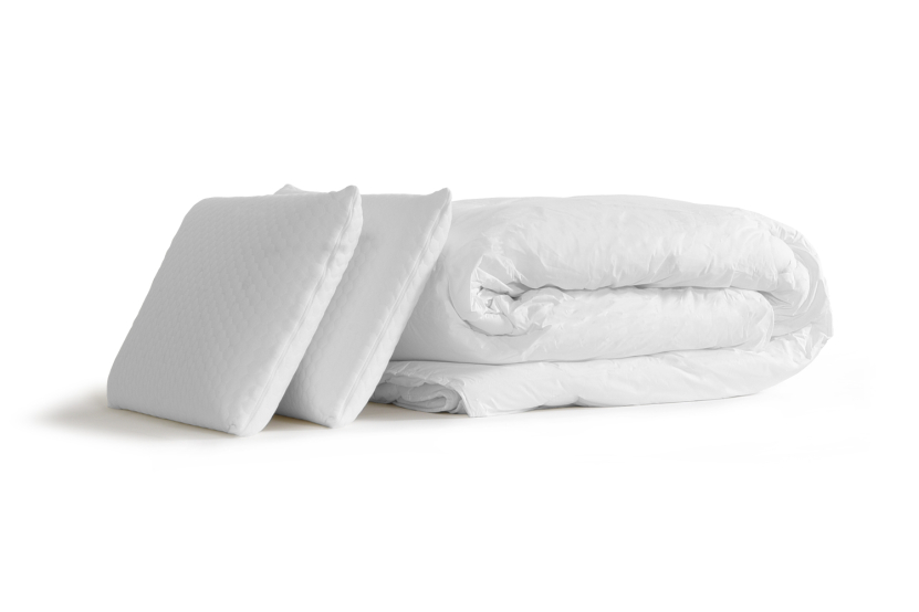 Pack lit complet 180x200 cm - Matelas + Sommier Blanc (en kit) + 2 oreillers + Couette - George V