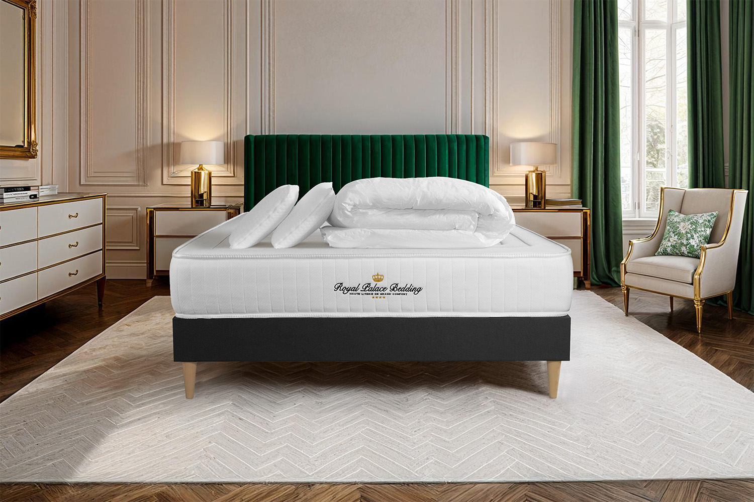 Housse De Matelas Intégrale + Oreillers – Velours, Couleur AD339 – Neuf Pour Canapé 2 Places